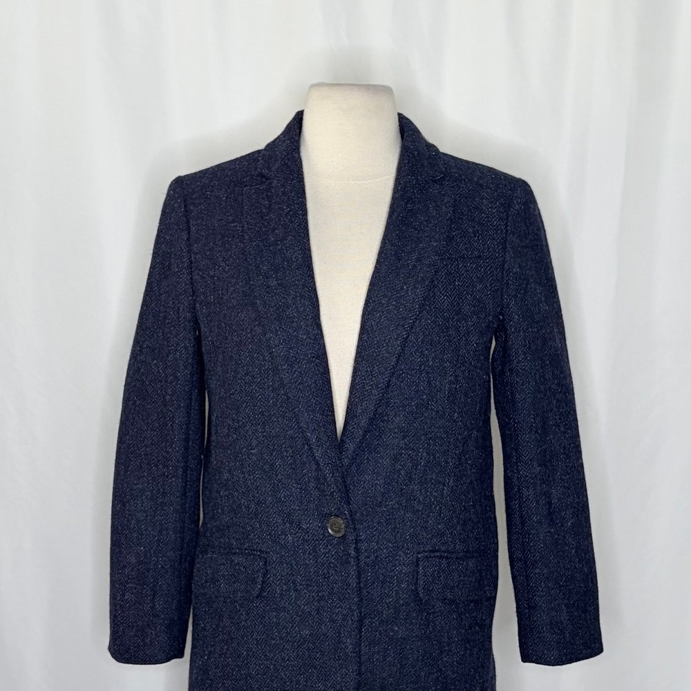 J. CREW Wool Alfie Blazer Navy Blue Herringbone Preppy Academia 4P 4 Petite - Picture 4 of 16